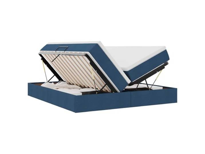 KKgypkn Metallrahmen Bett mit Matratze 200x200 cm, mittelfeste Matratze, hydraulisches Liftbett Blau, Stauraumbett aus Polyester