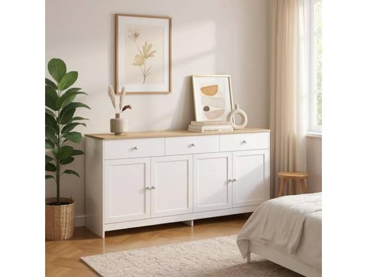 FurnitureR Weiße Nachttisch Kommode, Moderne Design, MDF Material, Vielseitige Aufbewahrung, Stilvolle Raumlösung, Robuster Aufbau