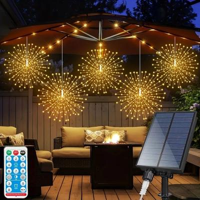Uplift Picks Solar Starburst Ball Lights With Remote Control Eight Modes Outdoor Decor warm (5)
