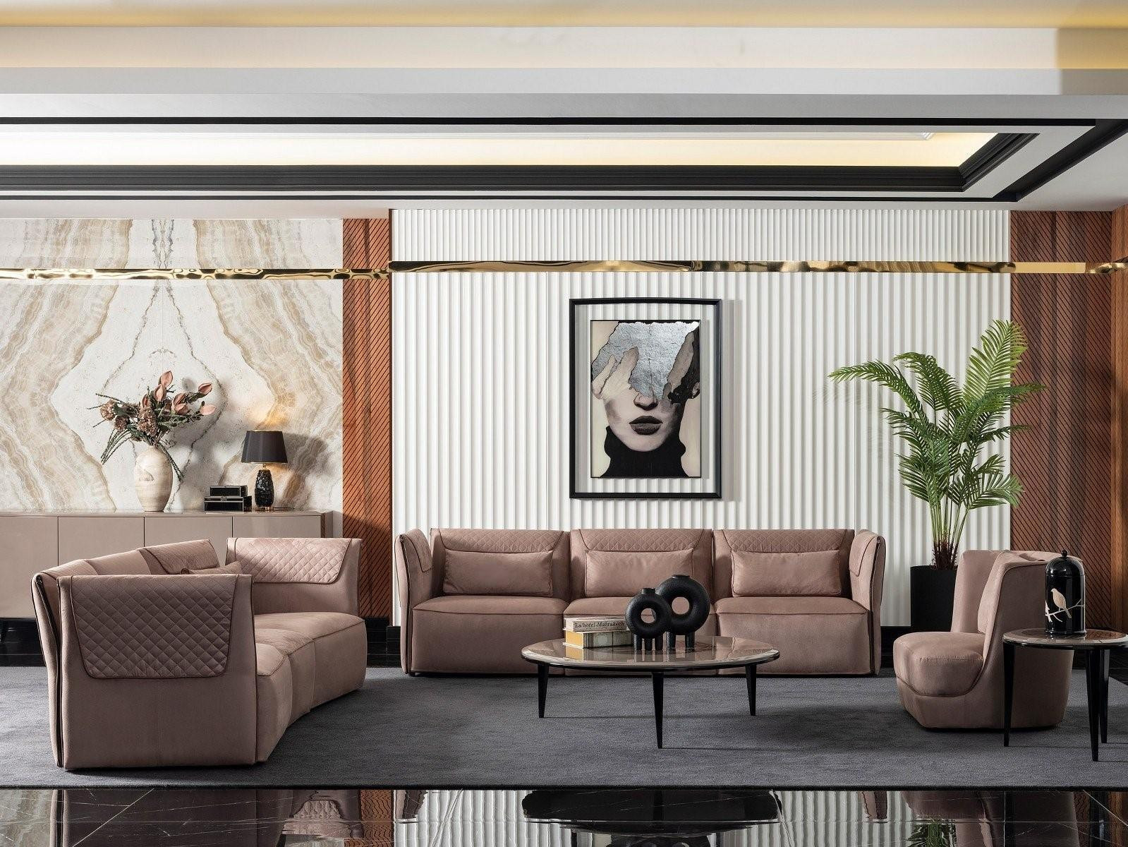 AEA Modern 3-delige woonkamer set van textiel in beige