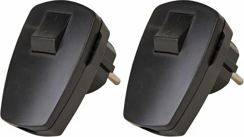 Kopp Kunststoff-Schutzkontakt-Stecker,Wippenschalter, für 3x1,5mm², schwarz