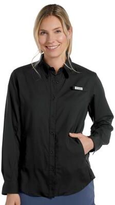 Columbia Women's Tamiami II Long-Sleeve Shirt (Size 1X) Black, Polyester