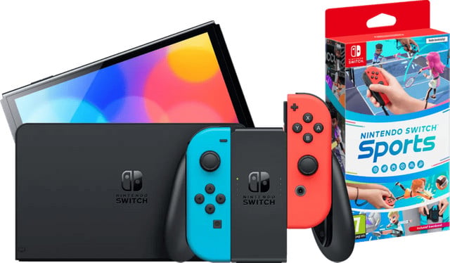 Nintendo Switch OLED Blauw/Rood met Nintendo Switch Sports
