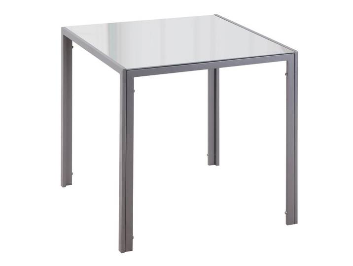 ComfortXL Esstisch 75/75/75 cm mit Glasplatte De-39866 Grau, Metall, 75x75x75 cm, Esszimmer, Esstische