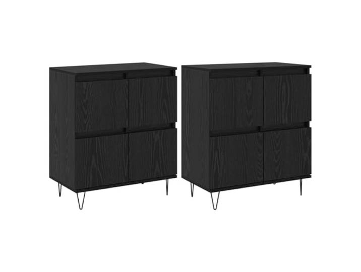 TEKGHUT Sideboards 2 STK. Schwarz Eichen-Optik, Regale für Wohnzimmer Holzwerkstoff, Haarnadelbeine aus Eisen, Türen mit Scharnieren, Regalböden, mattes Finish