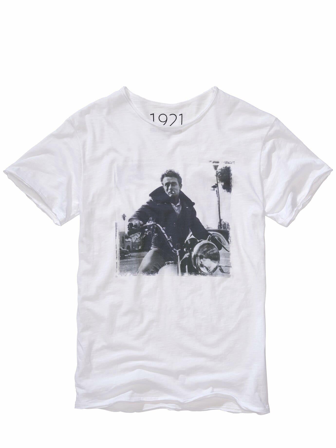 1921 T-Shirts Herren T-Shirt James Dean Weiß 100 % Baumwolle
