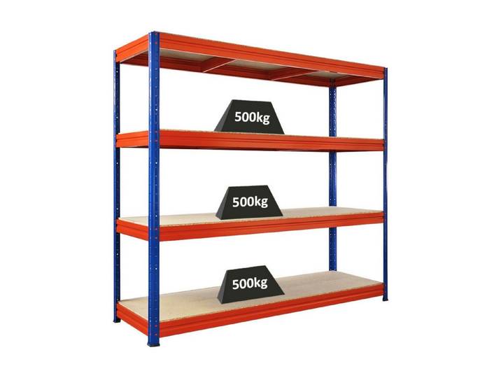 PROREGAL® Schwerlastregal Robustes Steckregal Lastenregal DINO mit 4 stabilen Fachböden, 4 Ebenen Steckmontage ohne Werkzeug hohe Belastbarkeit