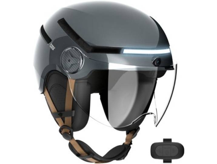 Casr - Casque Trottinette Glossy Avec Caméra Gris Metal Taille M
