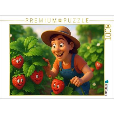 CALVENDO Puzzle Erdbeerwunder unter jedem Blatt | 1000 Teile Lege-Größe 64x48cm Foto-Puzzle für glückliche Stunden