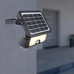 LED Solarleuchte Solarlampe Baustrahler Schwenkbar Sensor Schalter Schwarz Hof