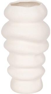 Sagebrook Home Decorative Vase - White Ceramic Wavy Stacked Ripple, 12 in.