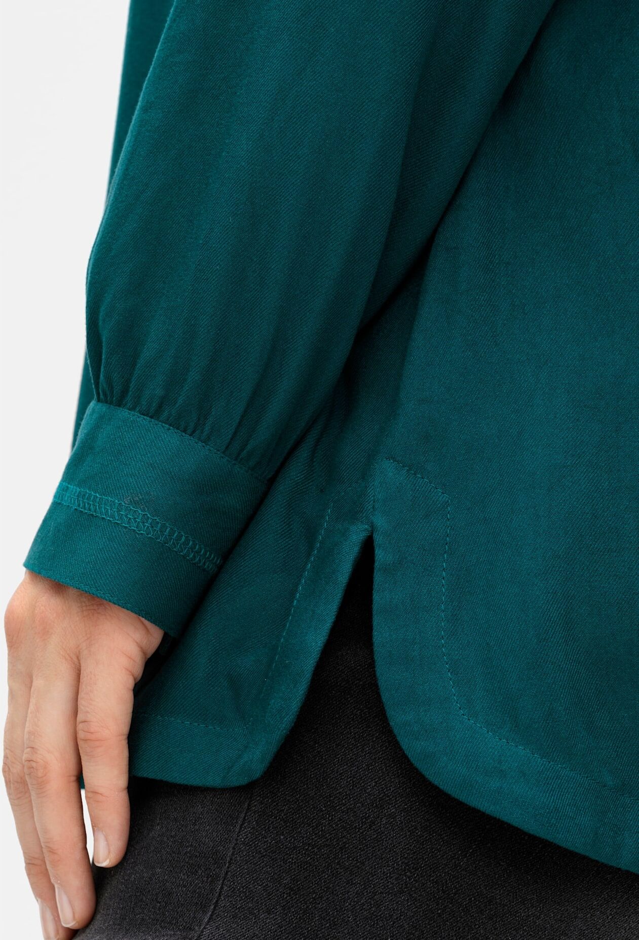 Hemdbluse SHEEGO, Damen, Gr. 48, blau (petrol), 100% Viskose, unifarben, Blusen Hemdbluse petrol 48
