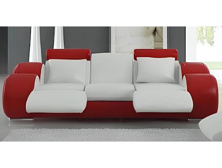 Xlmoebel 3-Sitzer Ledersofa im modernen Design mit großzügigen Sitzflächen, 3-Sitzer, Hergestellt in Europa