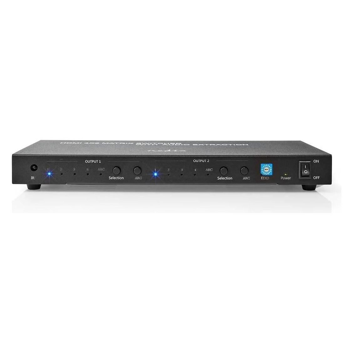 Nedis HDMI Matrix Switch | 4x 2-Port port(s) | 4x HDMI Eingang | 2x 3.5 mm / 2x HDMI Ausgang / (VMAT3482AT)