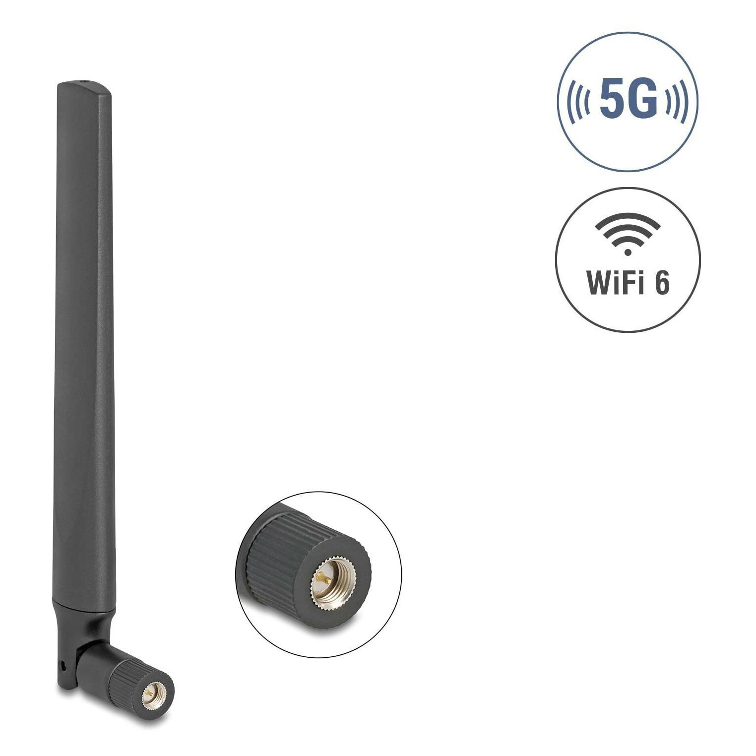 Delock 5G LTE GNSS WiFi 6 Antenne SMA Stecker 0,9 - 4,1 dBi (5G, WLAN) (81463)
