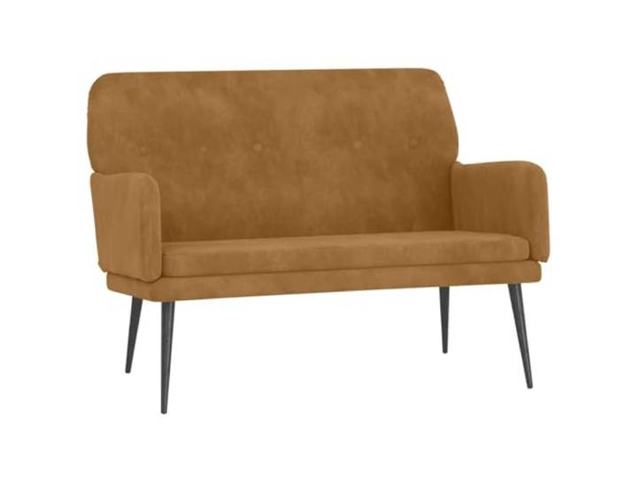 hliofuir Sitzbank Braun 108x79x79 cm Polsterbank Samt Metall Weiche Polsterung mit Armlehnen für Wohnzimmer und Flur, stabile Metallbeine bieten verlässlichen Halt beim Entspannen.