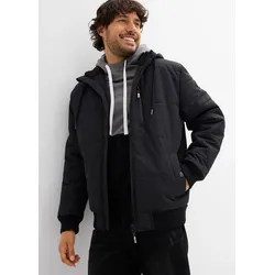 bonprix Winter-Steppjacke in Blousonform mit Kapuze, schwarz, Gr.48, Gesteppter Winterblouson mit Kapuze