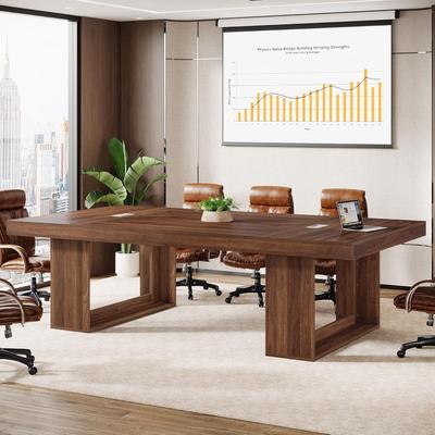 BLUEBELL "8FT Conference Table for 10 People, 94.5"" W Large Meeting Table with 2 Cable Grommet, Seminar Boardroom Podcast Tables"