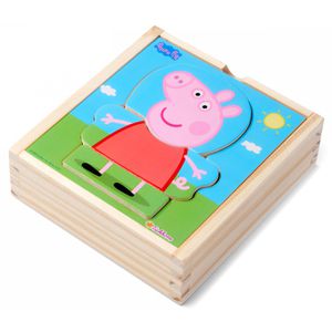 Eichhorn Motorikspielzeug Peppa Pig Umziehpuzzle, Steckpuzzle aus Holz, ab 2 Jahre