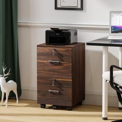 Vingli 2-Drawer Rolling Wood File Cabinet with Lock