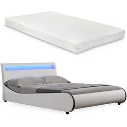 POLSTERBETT Valencia mit Matratze und LED-Beleuchtung