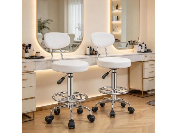 PIPIPOXER lot de 2 Tabouret de coiffure avec dossier pédales hauteur réglable 47-61 5cm tabouret salon beauté tatouage manucure