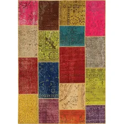 Vintage Teppich Patchwork 120 x 180 cm Mischgewebe Bunt