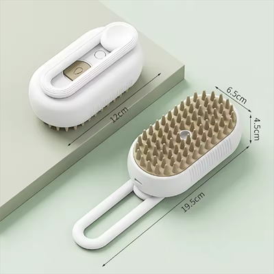 Fusion Finds Pet Grooming Brush With Spray Mist, Massage & Deshedding For Cats And Dogs white