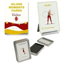 SILVER STAR SOCIETY® Rücken Übungskarten Set inkl. Kartnehalter, Aufbewahrungsbox