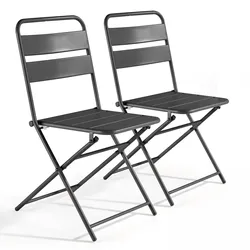 Oviala Business 2er-Set Terrassenklappstühle aus grauem Metall
