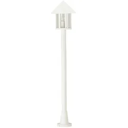 Albert Wegeleuchte Landhaus Kegeldach modern Typ Nr. 4126, Höhe 125cm, IP44, E27 QA55 max. 57W, Alu-Guss / klar, Weiß matt ALB-684126