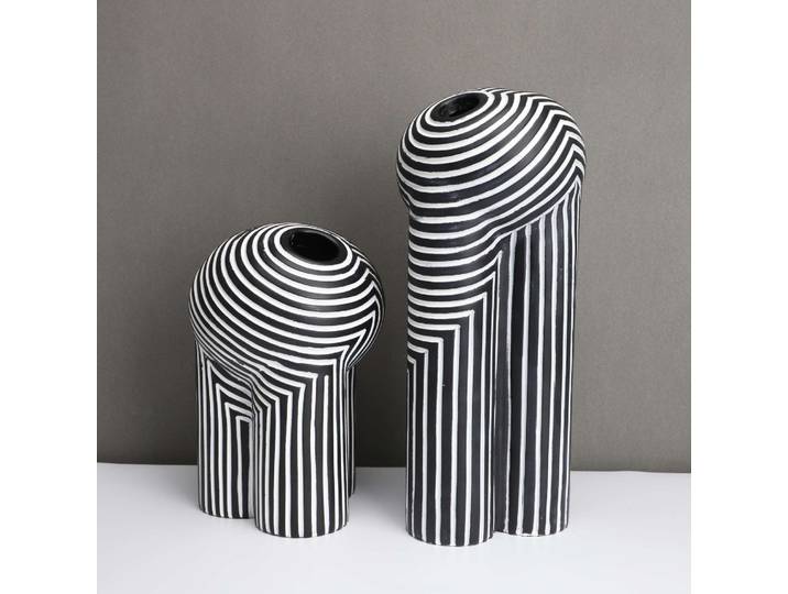 Vase en résine créatif, rayures noires et blanches, vaisselle à fleurs, géométrie abstraite, artisanat, décoration d'intérieur, terrarium, vases, pots