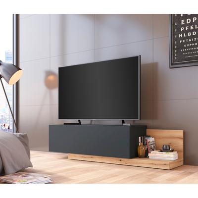 Lowboard OTTO HOME "Bristol", grau (kosmos anthrazit, coast evoke eichefarben), B:162,9cm H:42,3cm T:40cm, Holzwerkstoff, Sideboards, TV-Lowboard Lowboard, Breite ca. 163 cm