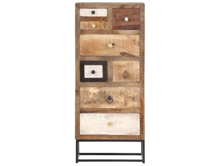 KTHLBRH Kommode 45 x 30 x 105 cm aus recyceltem Massivholz Vintage-Design, Beine aus Stahl, für Wohnzimmer, recyceltes Holz
