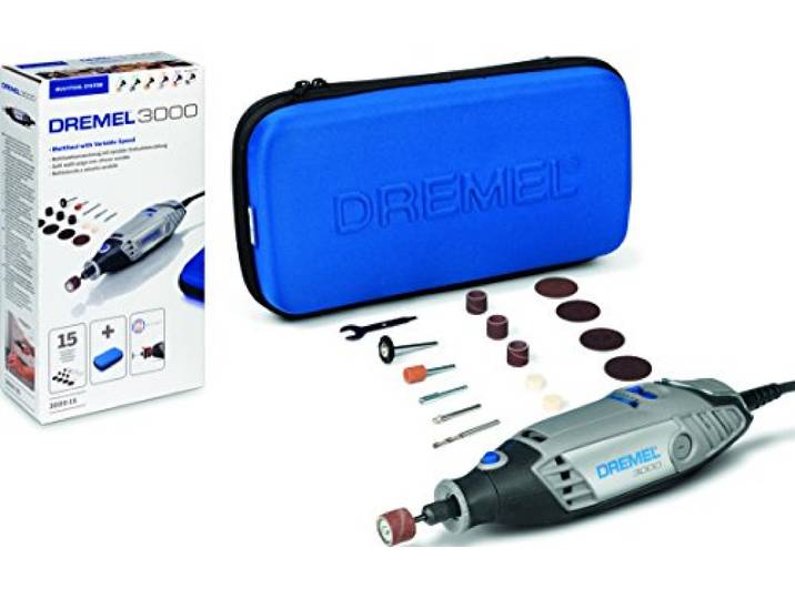 Dremel 3000 Outil Rotatif Multifonction 130W avec 15 Accessoires et 1 Sac (Version Italienne) Vitesse 10000-33000 tr/min