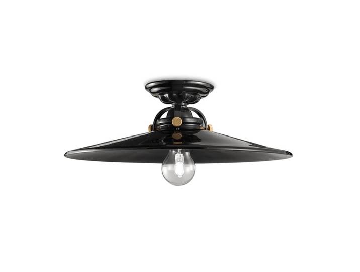 Plafondlamp C105, dimbaar, zwart, Woon-/ Eetkamer, Keramiek, Vintage, plafondlamp