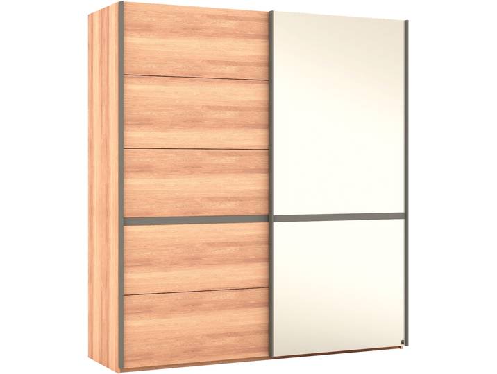 Schwebetürenschrank MUSTERRING Sorrent, Kleiderschrank, Schrank, Schiebetüren , braun, B:200cm H:217cm, Schränke, Schwebetürenschrank, Türen in Eiche massiv mit Kassetten-Optik, verschiedene Masse verfügbar