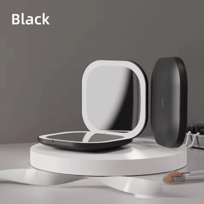 Inspire Picks Double Sided LED Makeup Mirror Adjustable Color & 3 Magnification, Portable USB Charging black