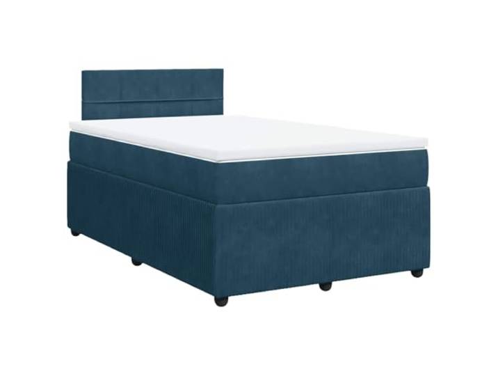 PUGYNBK Boxspringbett, Samt, Blau, 120 x 190 cm Taschenfedern, atmungsaktiver Matratzenschoner, Lattenrost, waschbarer Bezug