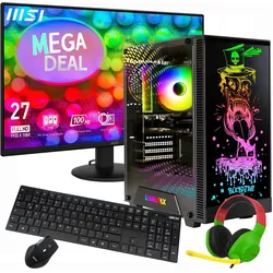 GameMax MegaDeal Rockstar SET2889 + MSI PRO MP272L LCD-Monitor, 68,6cm (27") (1000 GB, 16 GB), PC, Schwarz