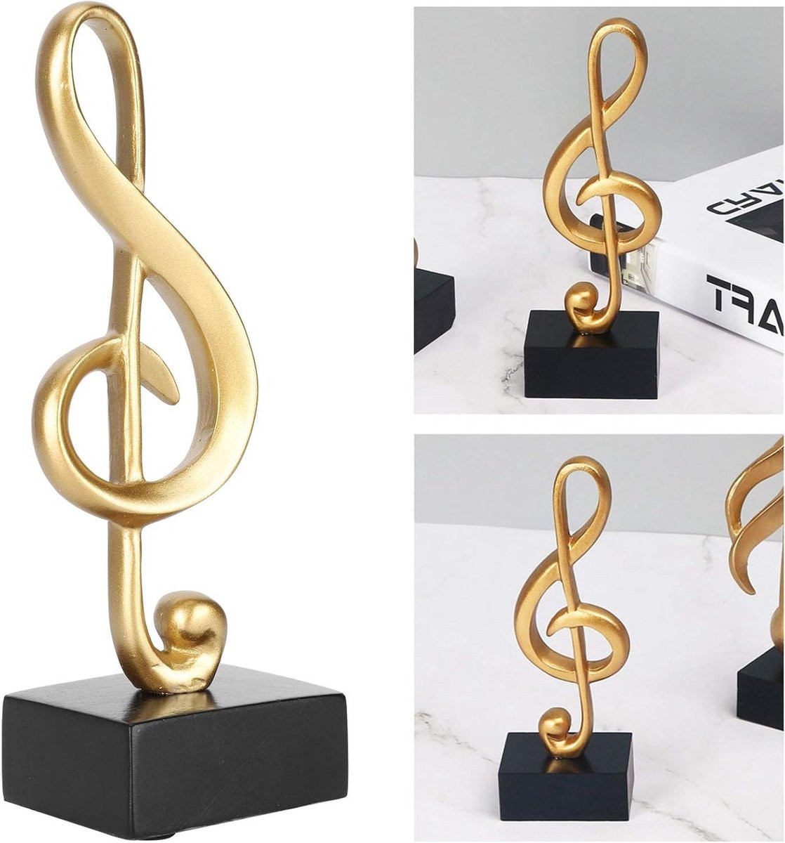 Muzieknoot Beeldje Kunst Decoratie Goud Zwart