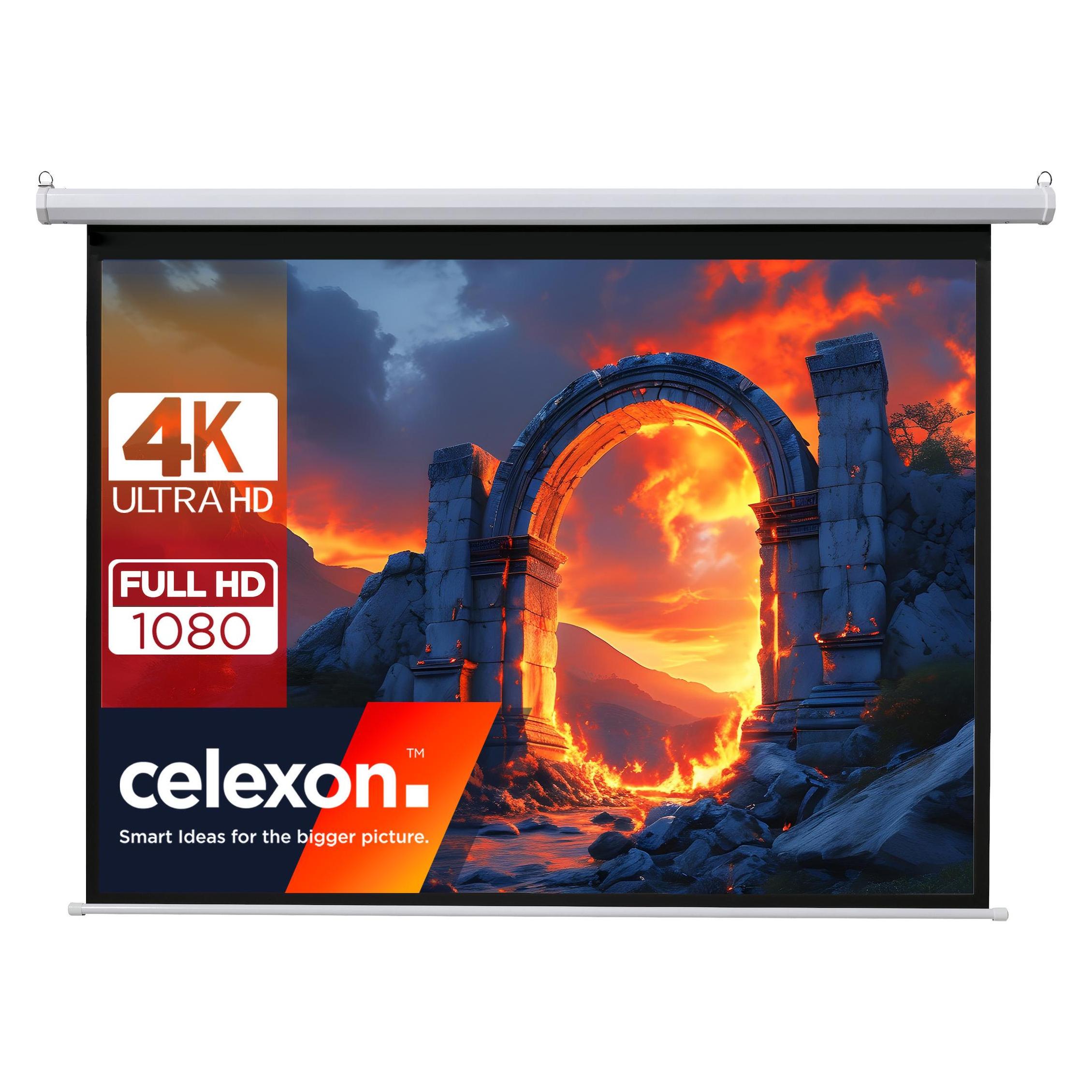 Celexon basic elektrische Beamer-Motor-Leinwand optimal für Heimkino, Präsentation, Schule und Busin (94.49", 4:3) (42575783)