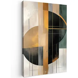 LEINWANDBILD Abstrakt - Gold - Bronze - Grün - Formen - Modern Wanddeko 40x60 cm