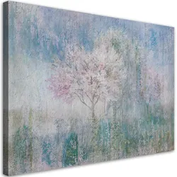 WANDBILD ein blühender baum in der wiese alt und schmutzig