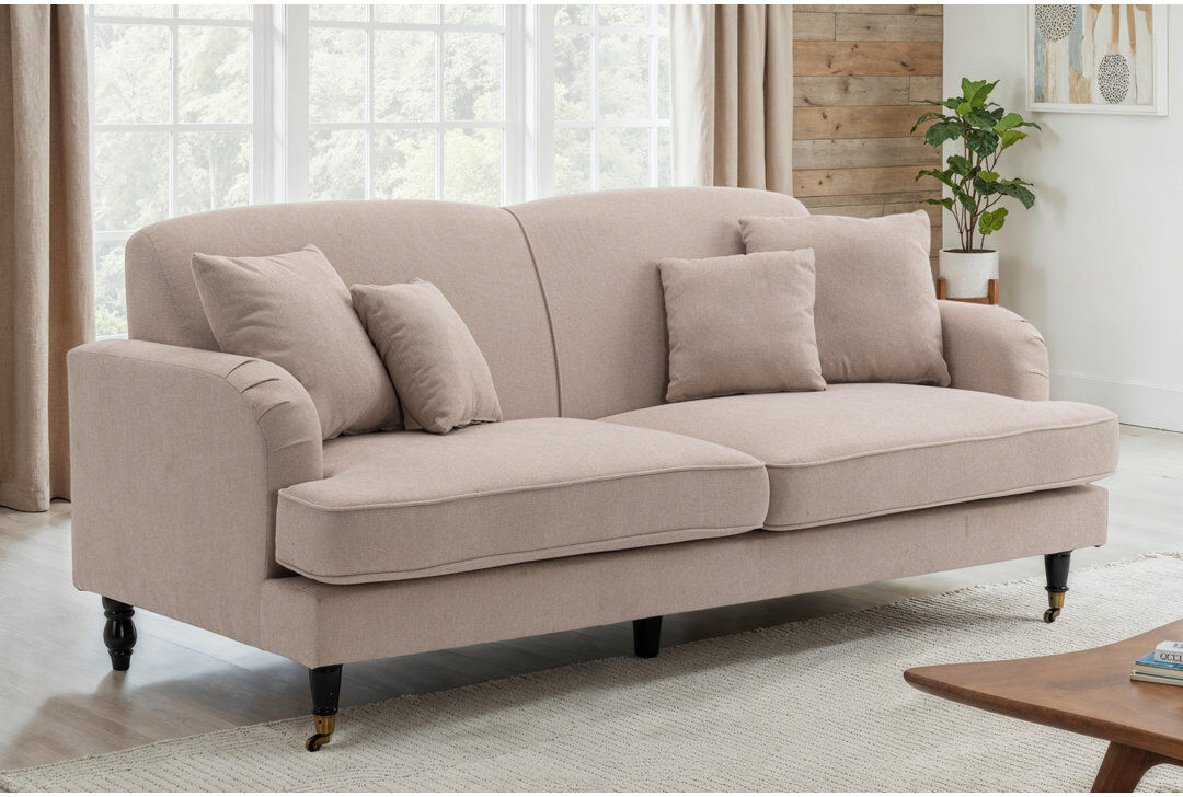 Rosdorf Park Penermon Roll Arms Sofa Montreal Beige Velvet 3