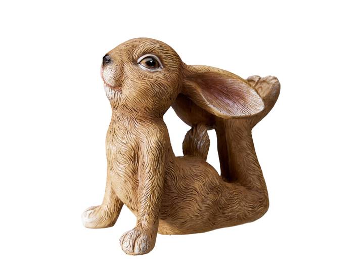 Osterdeko Osterhase Yoga 14 cm braun