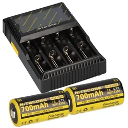 Set Nitecore D4 Ladegerät + 2x Nitecore 18350 Li-Ion Akku