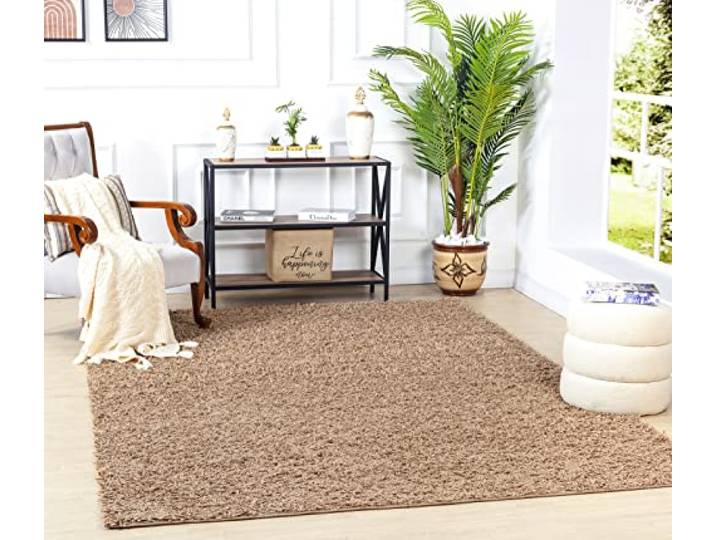 Surya Home Shaggy Berber Teppich - Flauschiger Teppich für Wohnzimmer, Esszimmer, Schlafzimmer, Langflor Hochflor Teppich flauschig - Teppich groß 200x290 cm, Wohnzimmerteppich in Hellbeige