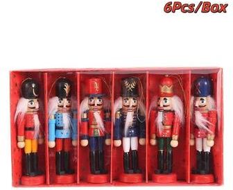 Inspired Finds Mini Nutcracker Ornaments 4.72in Christmas Desktop Decor Doll Pendant Set 6pcs box