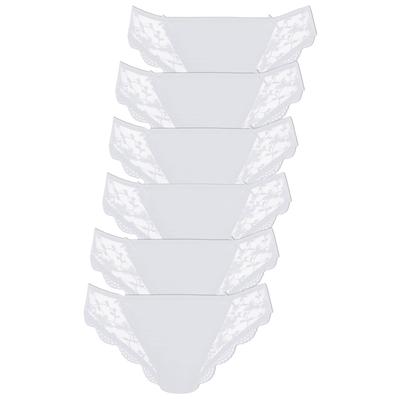 String NINA VON C. "6er Pack String Silver Edition", Damen, Gr. 44, weiß, Obermaterial: 86% Polyamid PA. 14% Elasthan EL., Unterhosen String